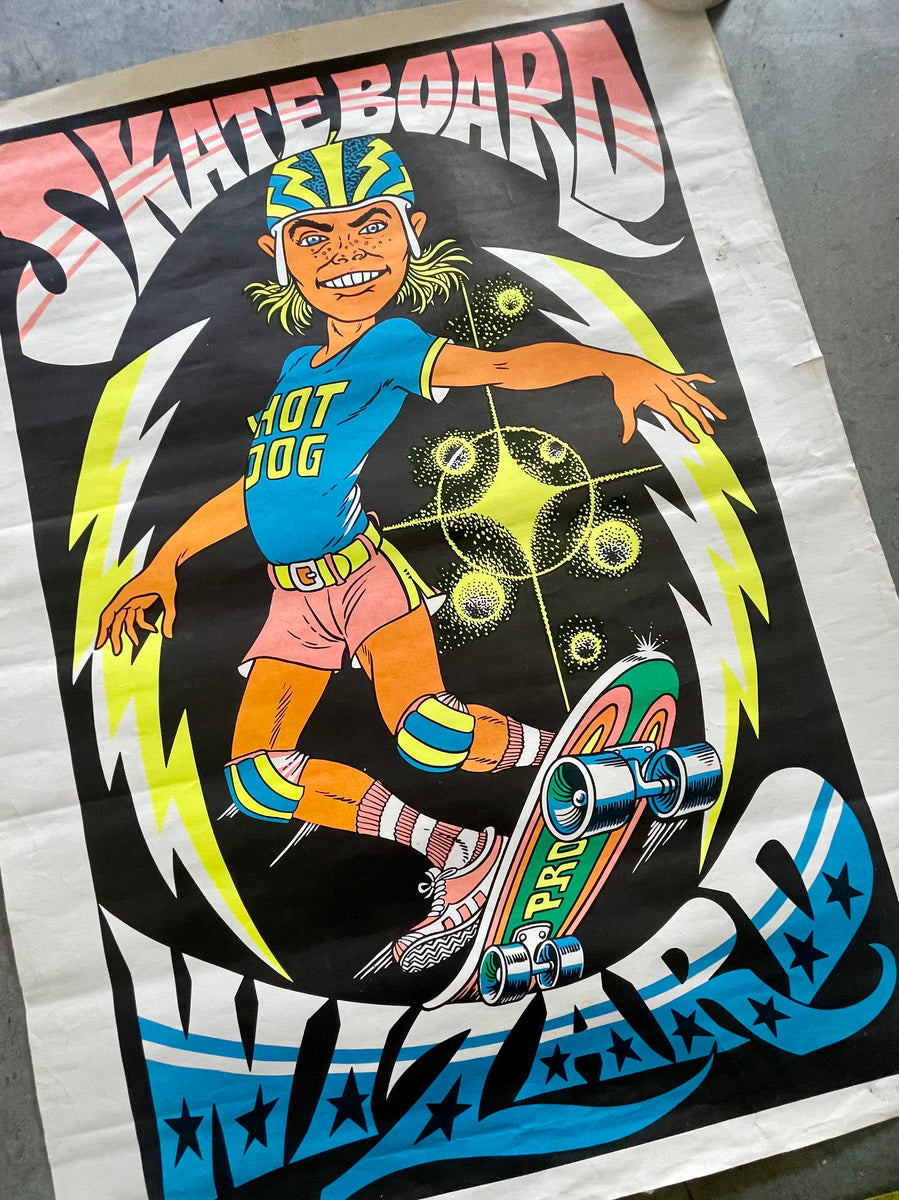 Vintage 1970’s Skateboard Wizard Poster Skateboarding Hall of Fame